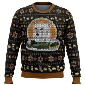 2025 Woman Yelling At Cat Meme V2 Ugly Christmas Sweater