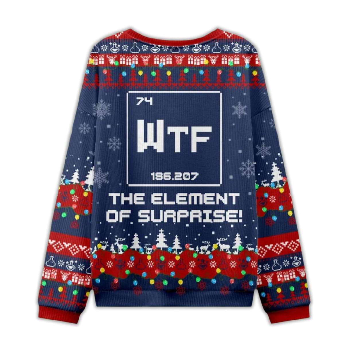 Alternative view of 2025 Wtf The Element of Surprise Funny Science Ugly Christmas Sweater