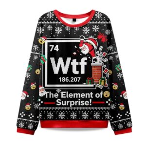 2025 Wtf The Element of Surprise Santa Christmas Ugly Sweater
