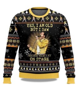 2025 Yes I Am Old But I Saw Freddie Mercury On Stage Freddie Mercury Queen Christmas Ugly Sweater