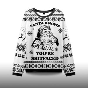 Alternative view of 2025Santa Knows You're Shitfaced Ugly Christmas Sweater
