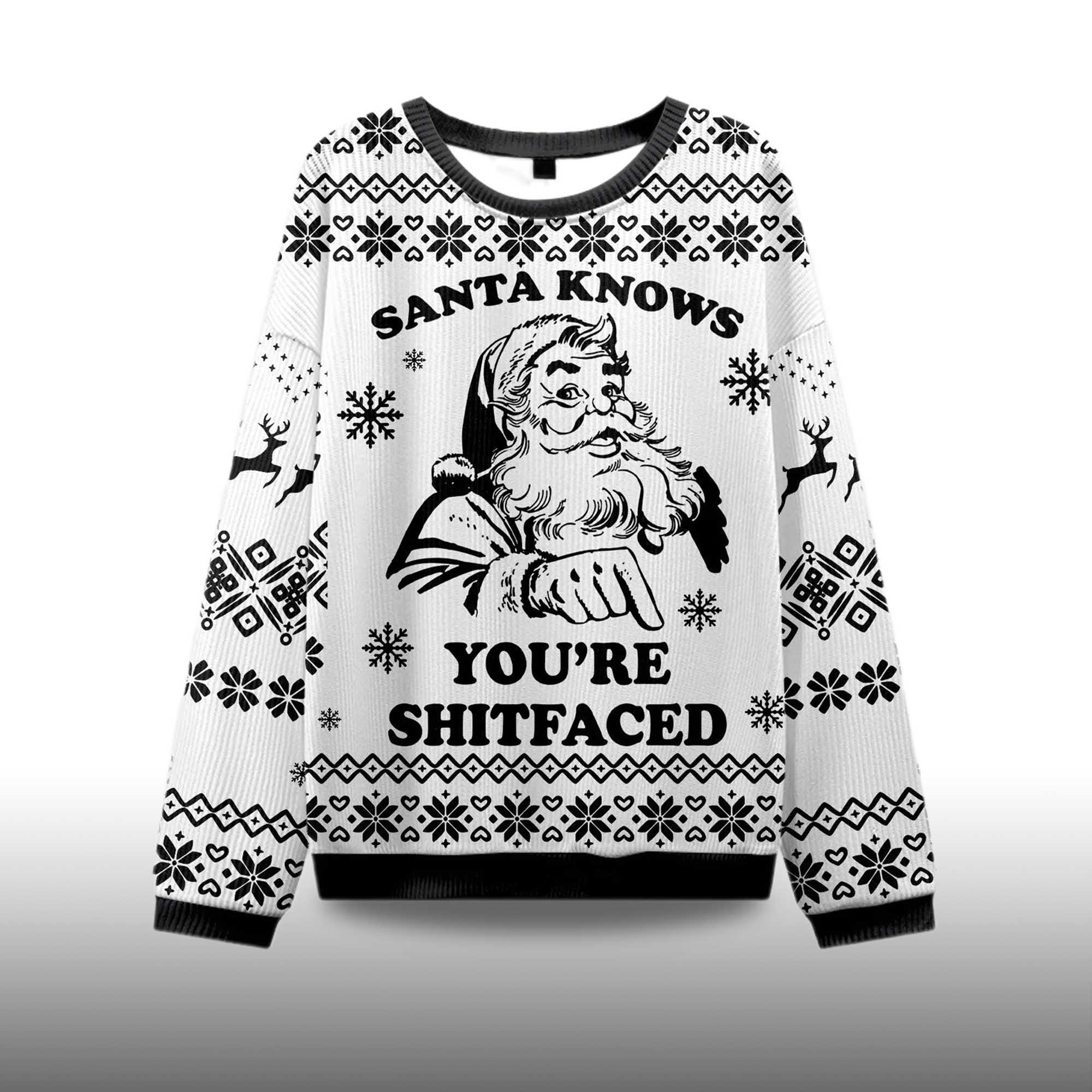 Alternative view of 2025Santa Knows You're Shitfaced Ugly Christmas Sweater