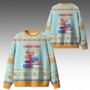 Alternative view of 2026 Christmas All I Want For Christmas Is Books Ugly Sweater - Grishko.com