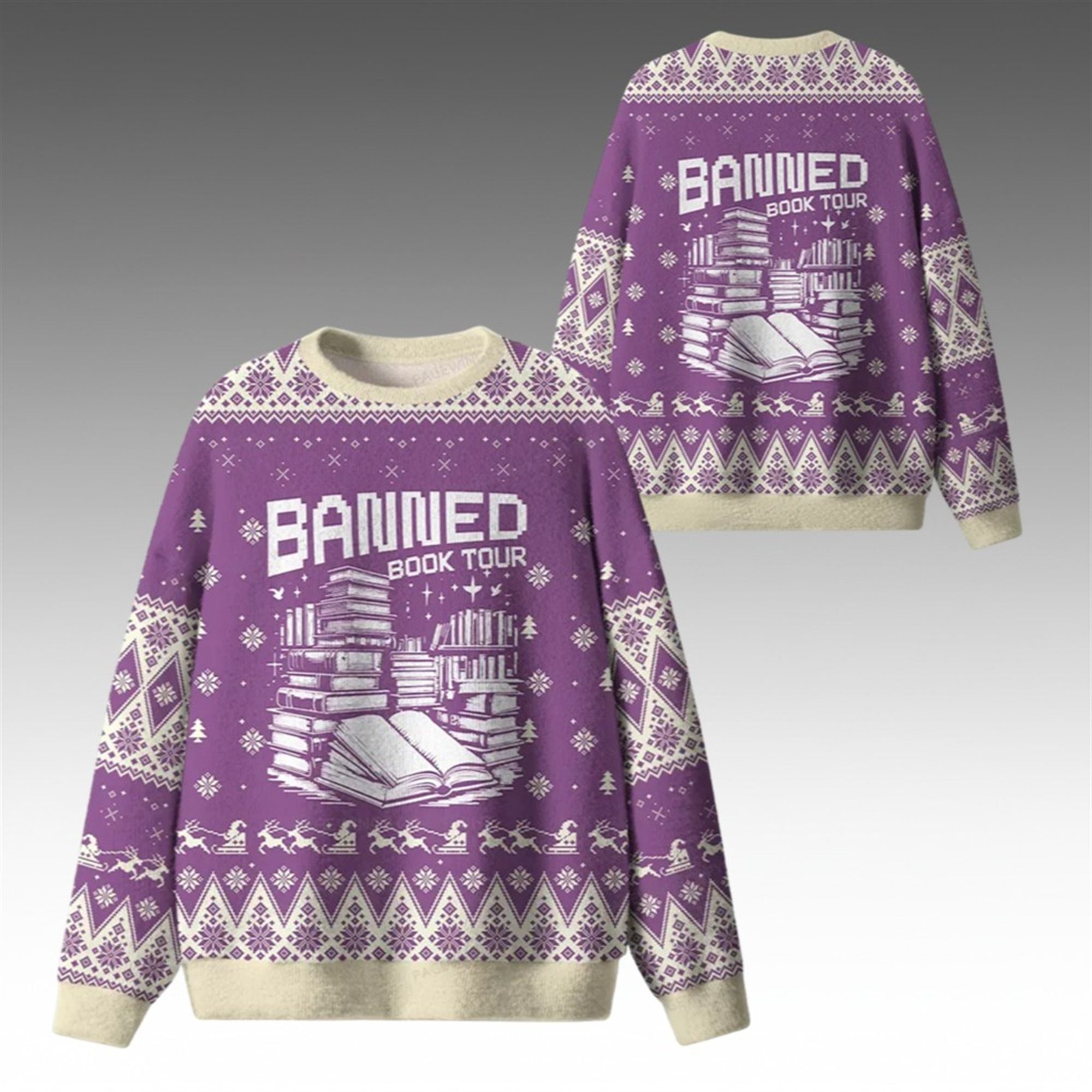 Alternative view of 2026 Christmas Banned Book Tour Ugly Sweater - Grishko.com