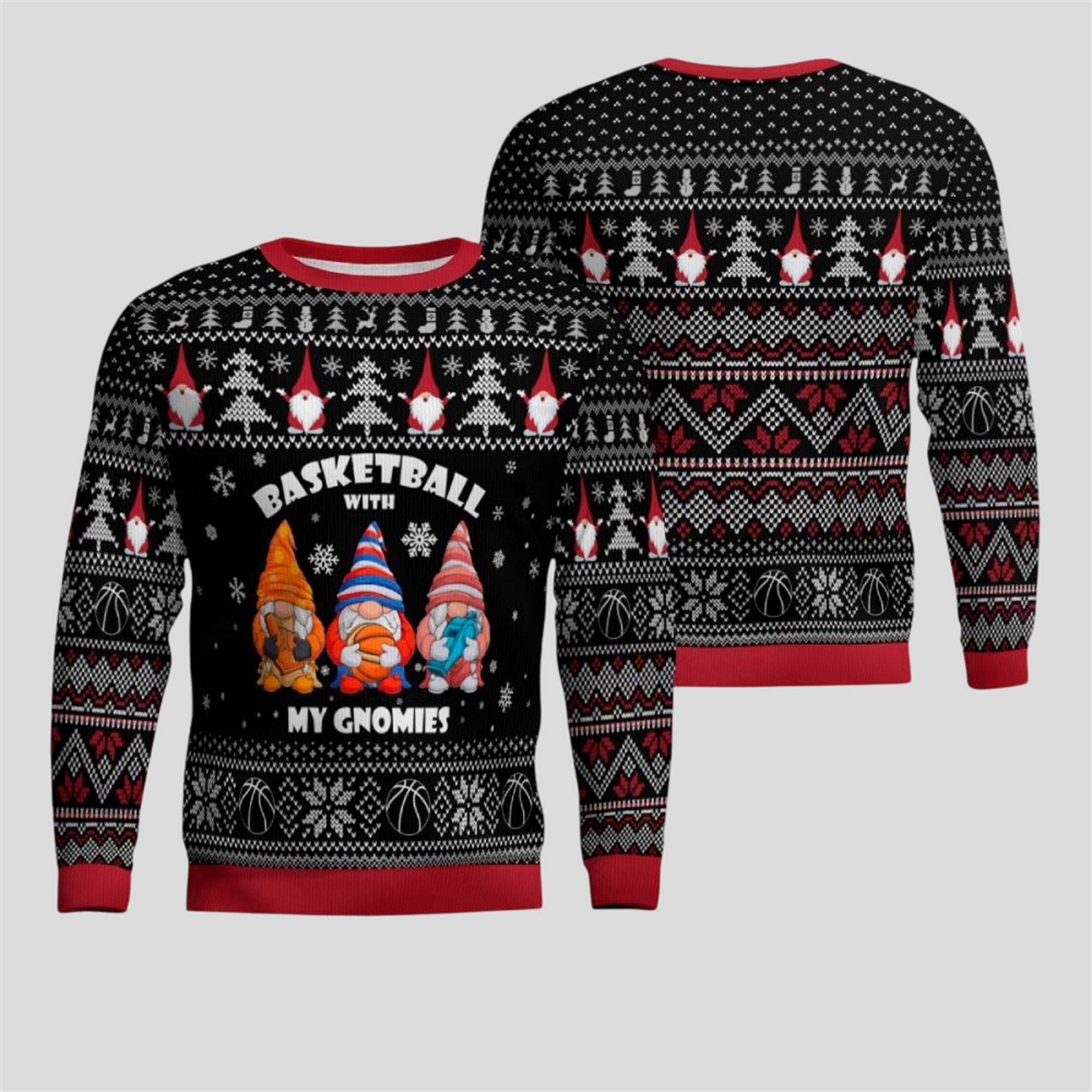 2026 Christmas Basketball With My Gnomies Ugly Sweater - Grishko.com