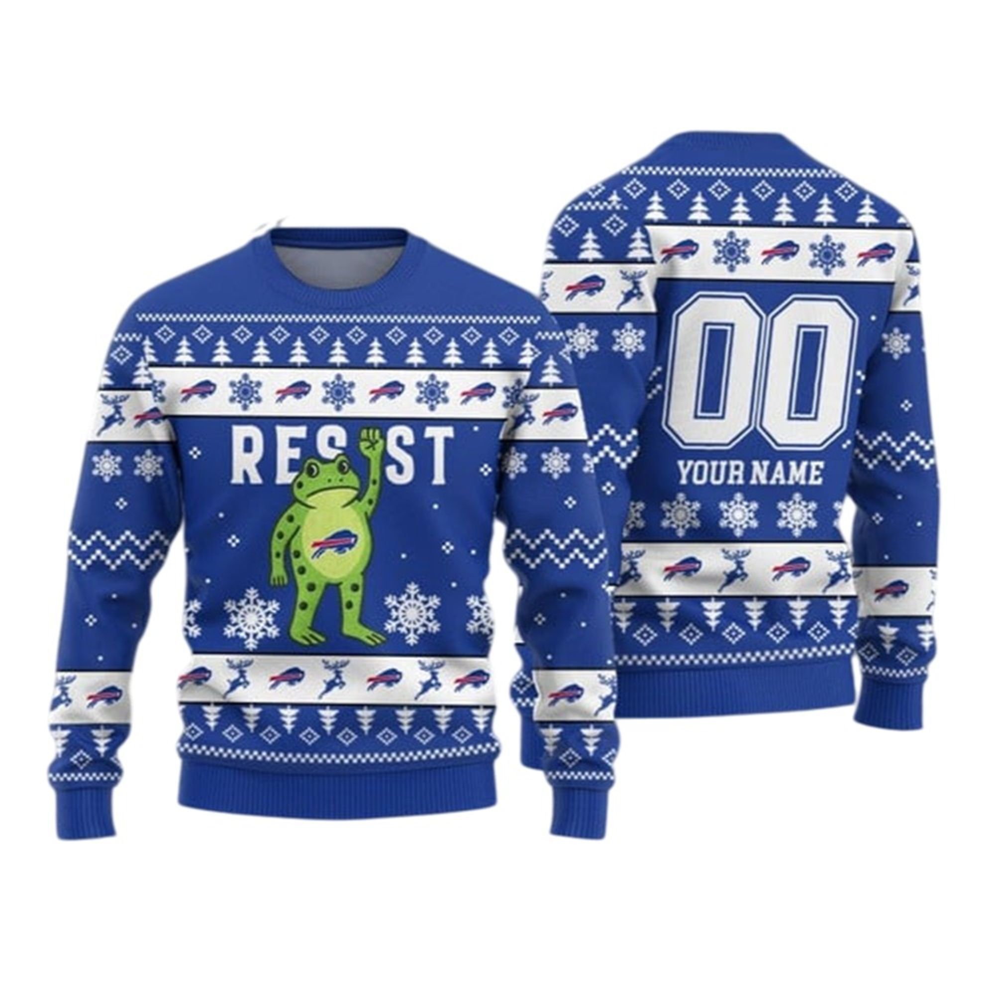 Alternative view of 2026 Christmas Bills Portland Frog Resist Ugly Sweater - Grishko.com