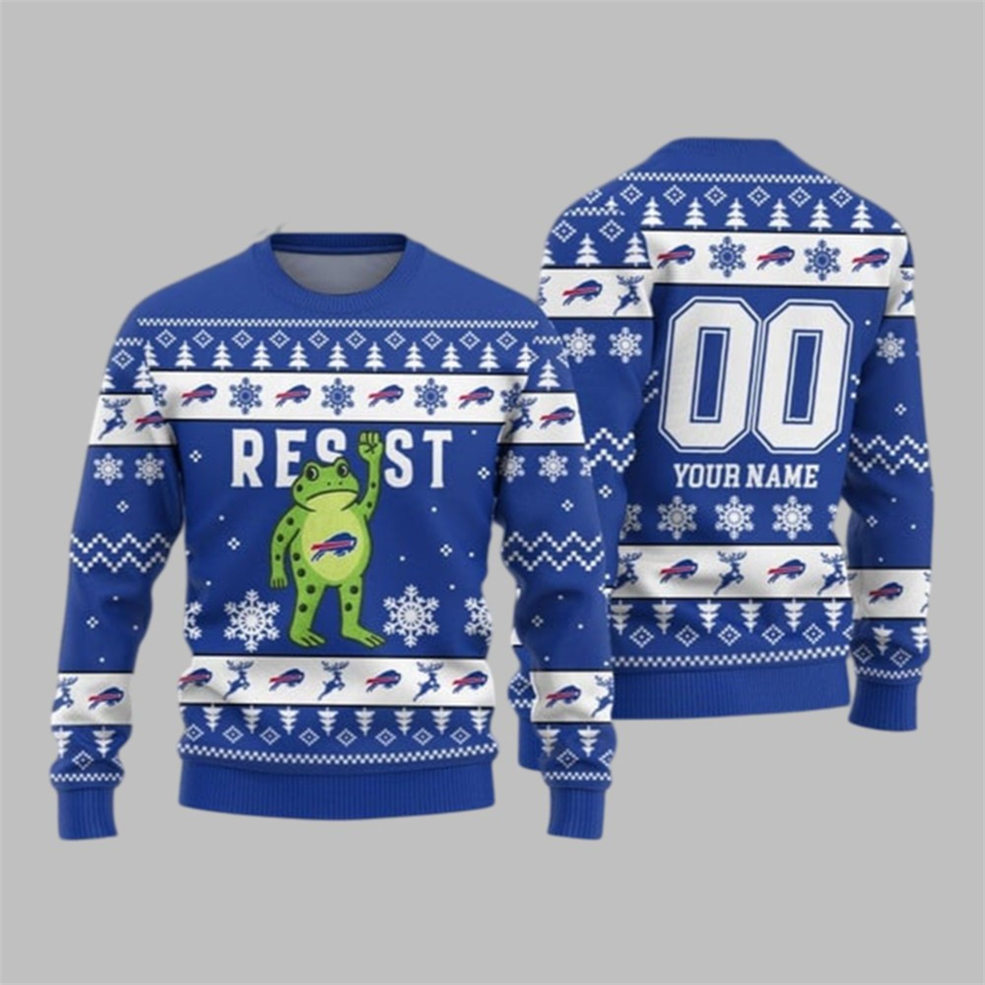 2026 Christmas Bills Portland Frog Resist Ugly Sweater - Grishko.com