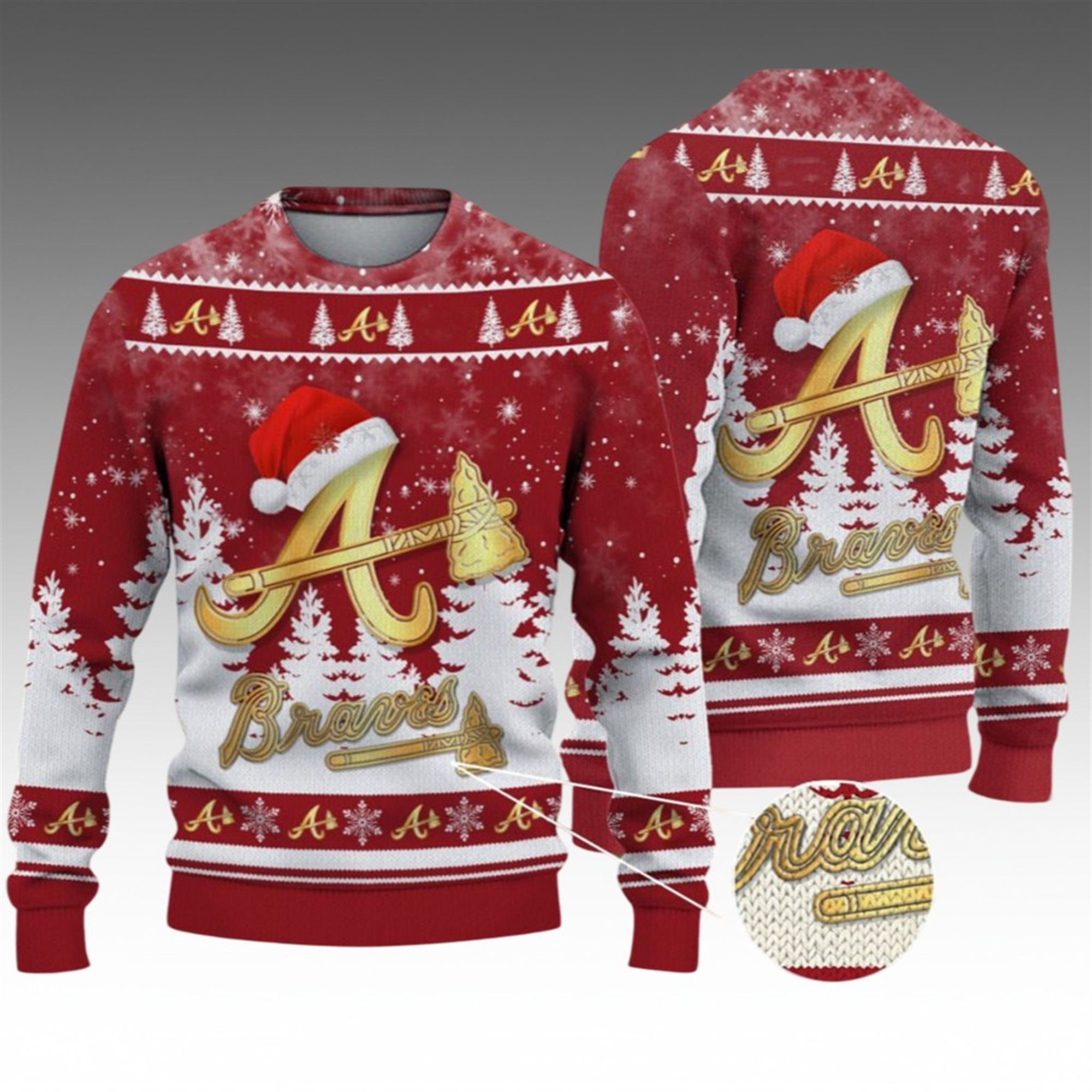 Alternative view of 2026 Christmas Braves Ugly Christmas Sweater - Grishko.com