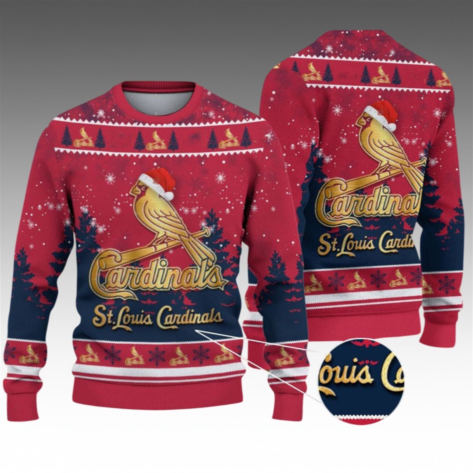Alternative view of 2026 Christmas Cardinals Ugly Christmas Sweater - Grishko.com