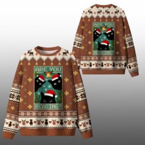 2026 Christmas Cat Are You Reading Ugly Sweater - Grishko.com