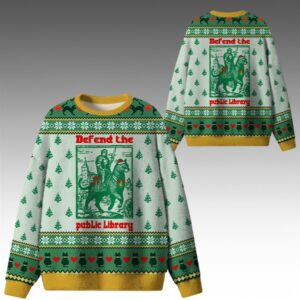 Alternative view of 2026 Christmas Defend The Public Library Ugly Sweater - Grishko.com