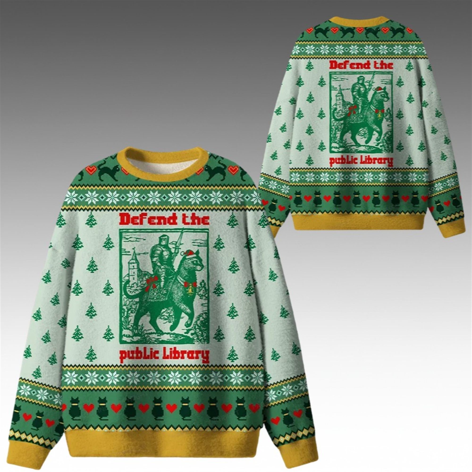 Alternative view of 2026 Christmas Defend The Public Library Ugly Sweater - Grishko.com