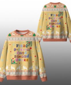 2026 Christmas Fight Fascism Read Banned Books Ugly Sweater 