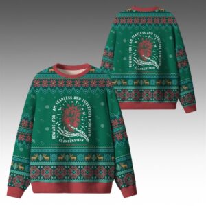 Alternative view of 2026 Christmas For I Am Fearless Therefore Powerful Ugly Sweater - Grishko.com