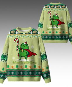 Alternative view of 2026 Christmas Frog Defend The Public Library Ugly Sweater 