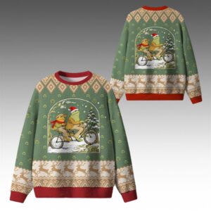 Alternative view of 2026 Christmas Frog Reading Ugly Sweater - Grishko.com