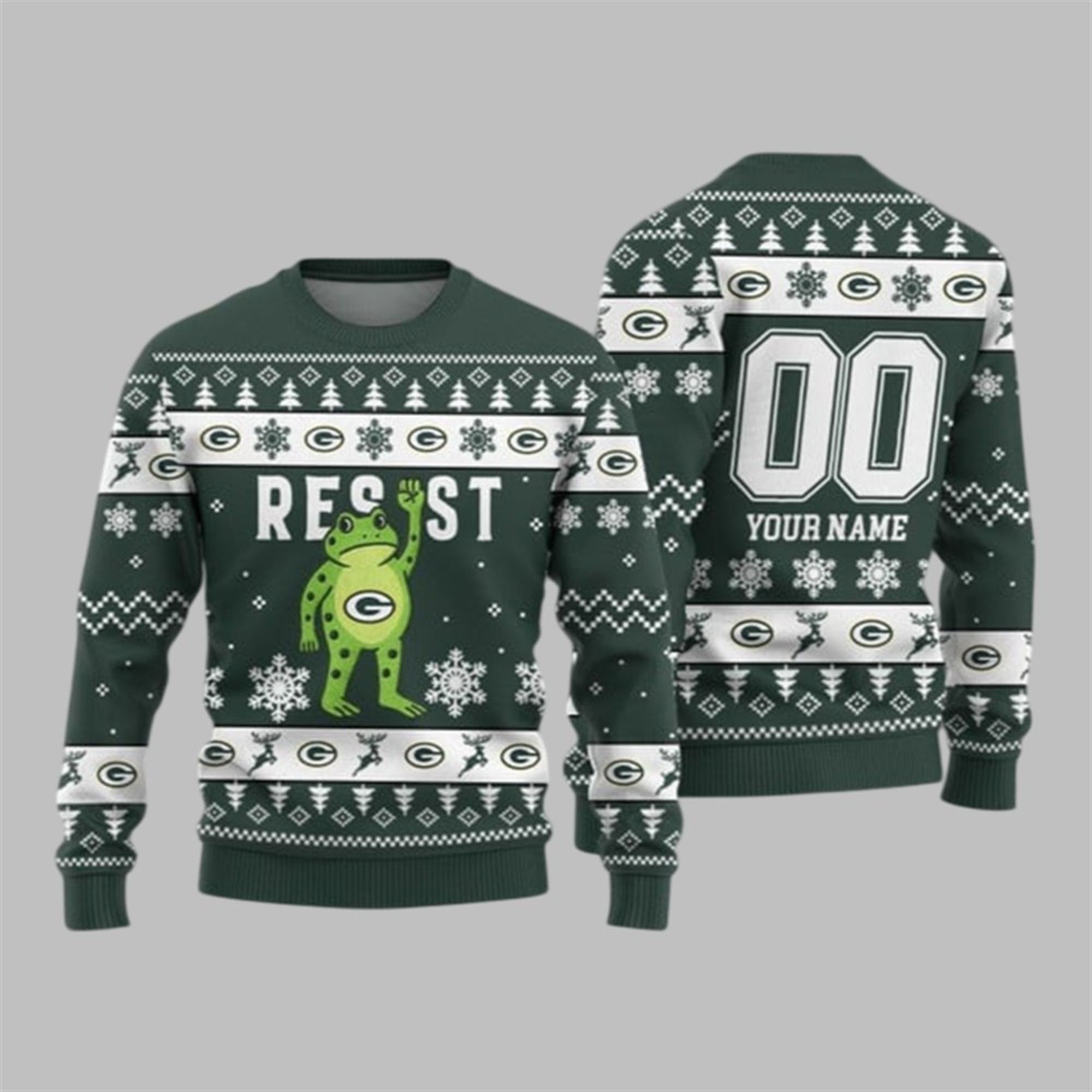 2026 Christmas GB Packers Portland Frog Resist Ugly Sweater - Grishko.com
