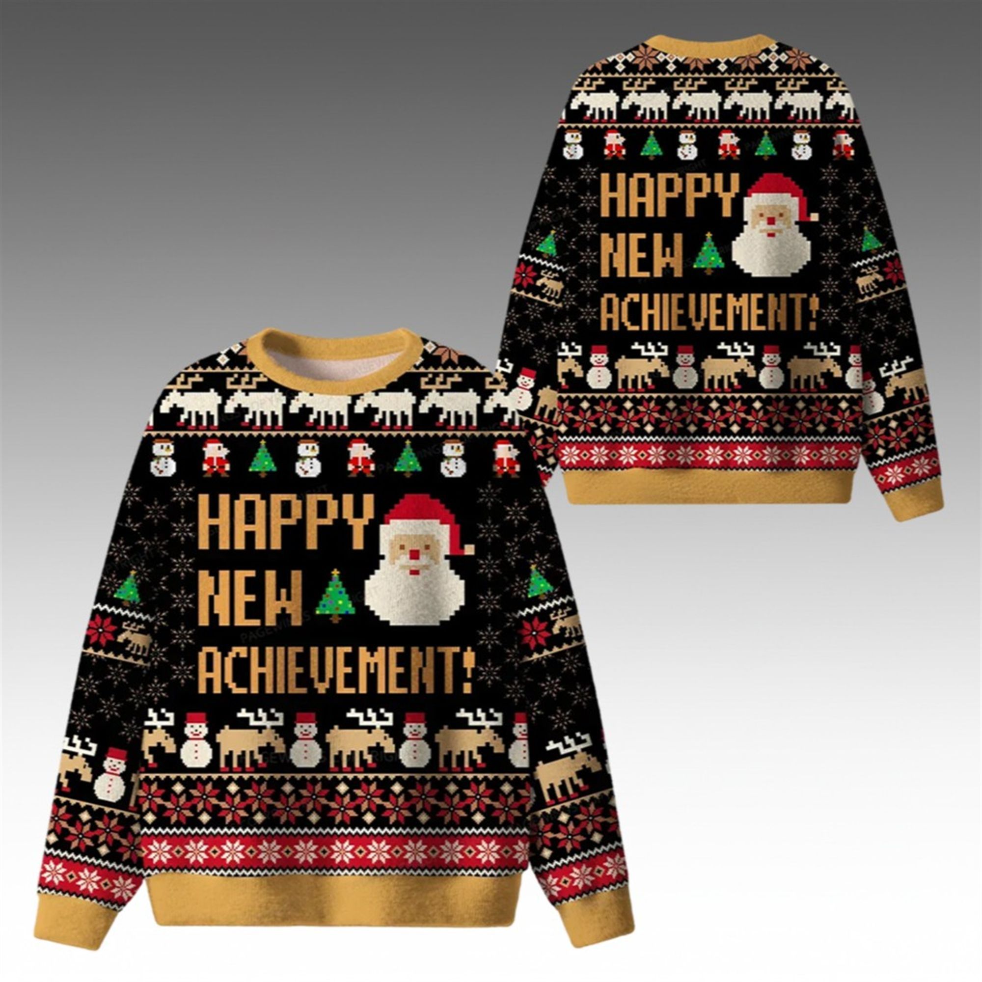 Alternative view of 2026 Christmas Happy New Achievement Ugly Sweater - Grishko.com