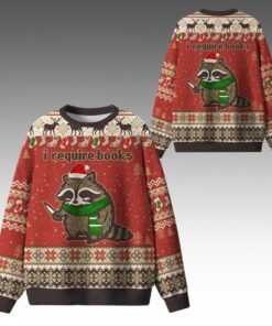 Alternative view of 2026 Christmas I Require Books Ugly Sweater 