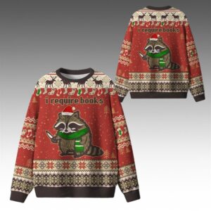 Alternative view of 2026 Christmas I Require Books Ugly Sweater - Grishko.com