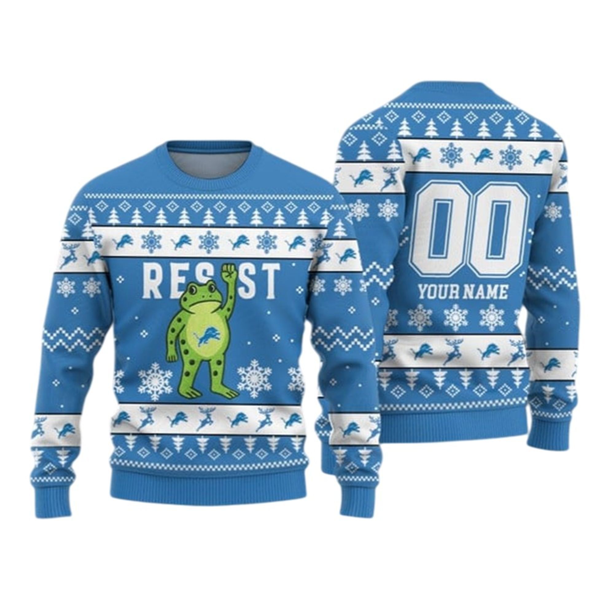 Alternative view of 2026 Christmas Lions Portland Frog Resist Ugly Sweater - Grishko.com