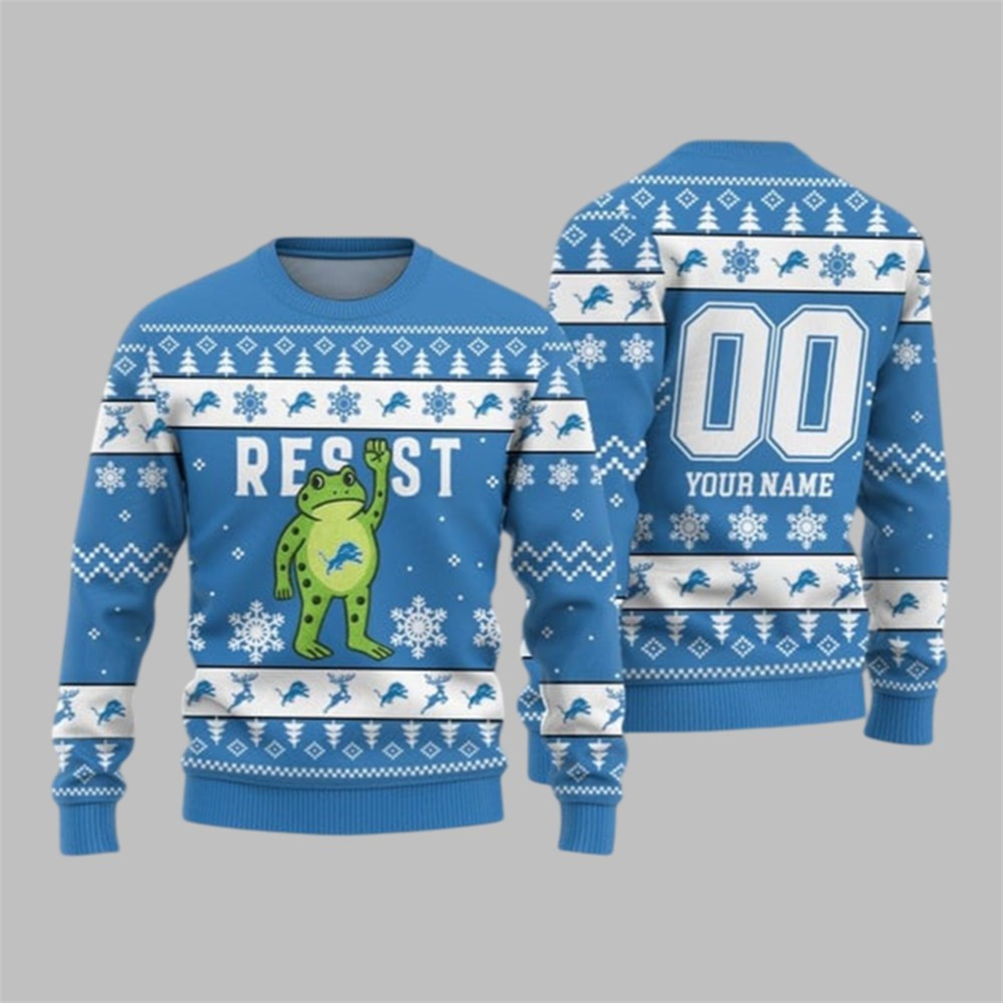 2026 Christmas Lions Portland Frog Resist Ugly Sweater - Grishko.com