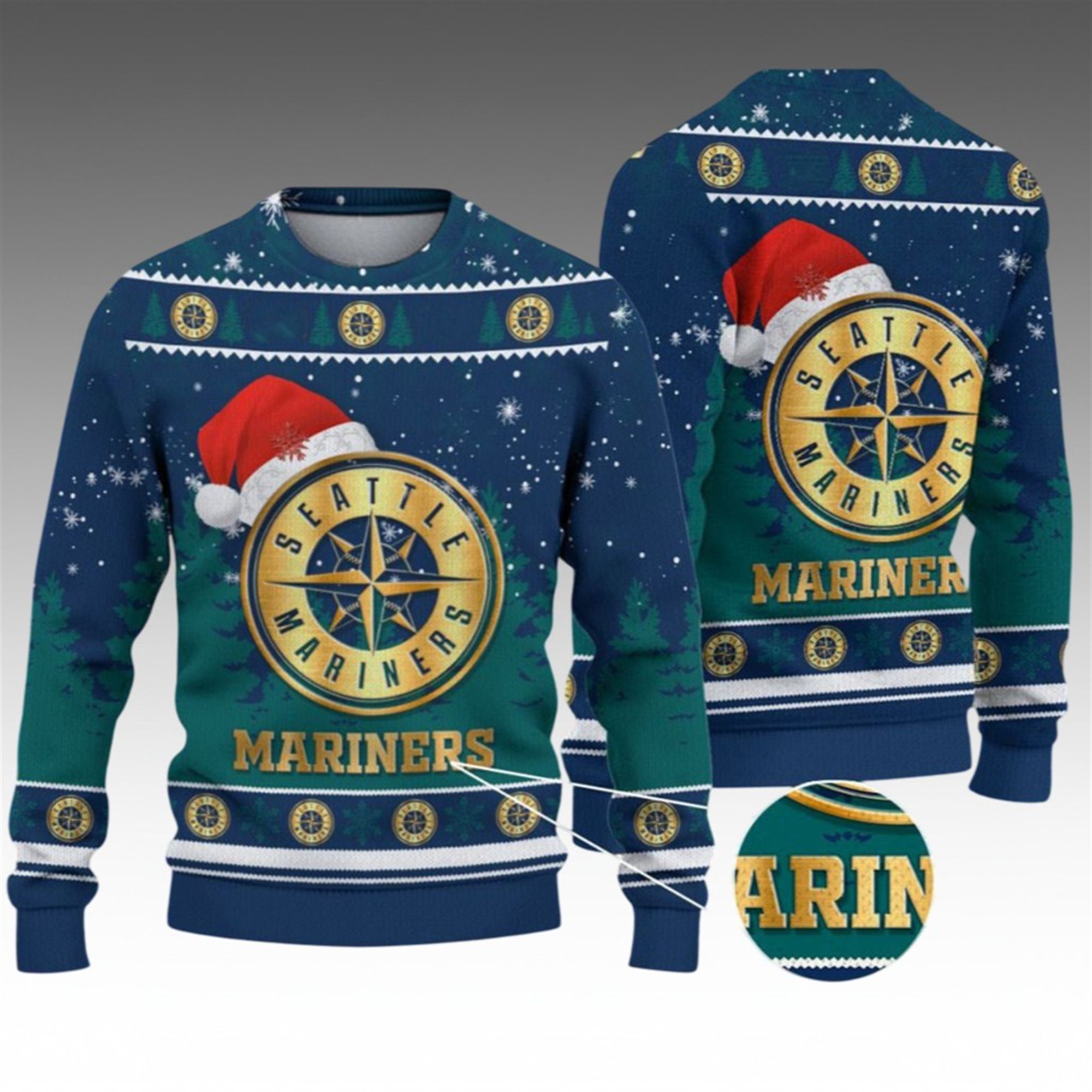 Alternative view of 2026 Christmas Mariners Ugly Christmas Sweater - Grishko.com