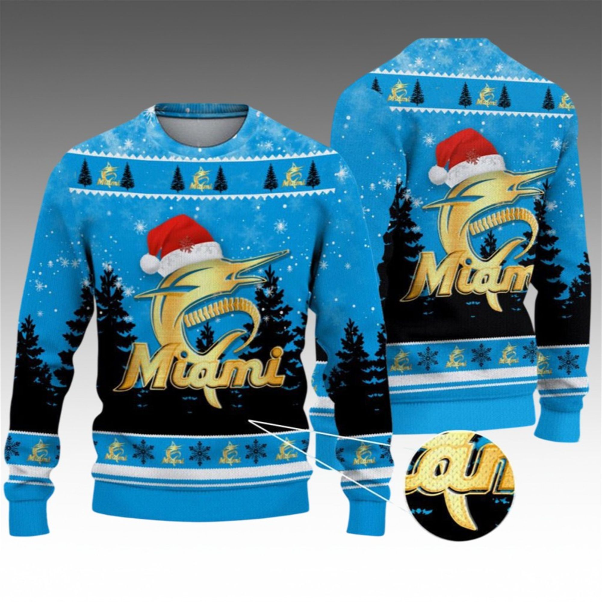 Alternative view of 2026 Christmas Marlins Ugly Christmas Sweater - Grishko.com