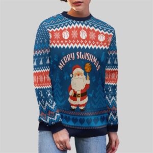 Alternative view of 2026 Christmas Merry Swishmas Basketball Ugly Sweater - Grishko.com