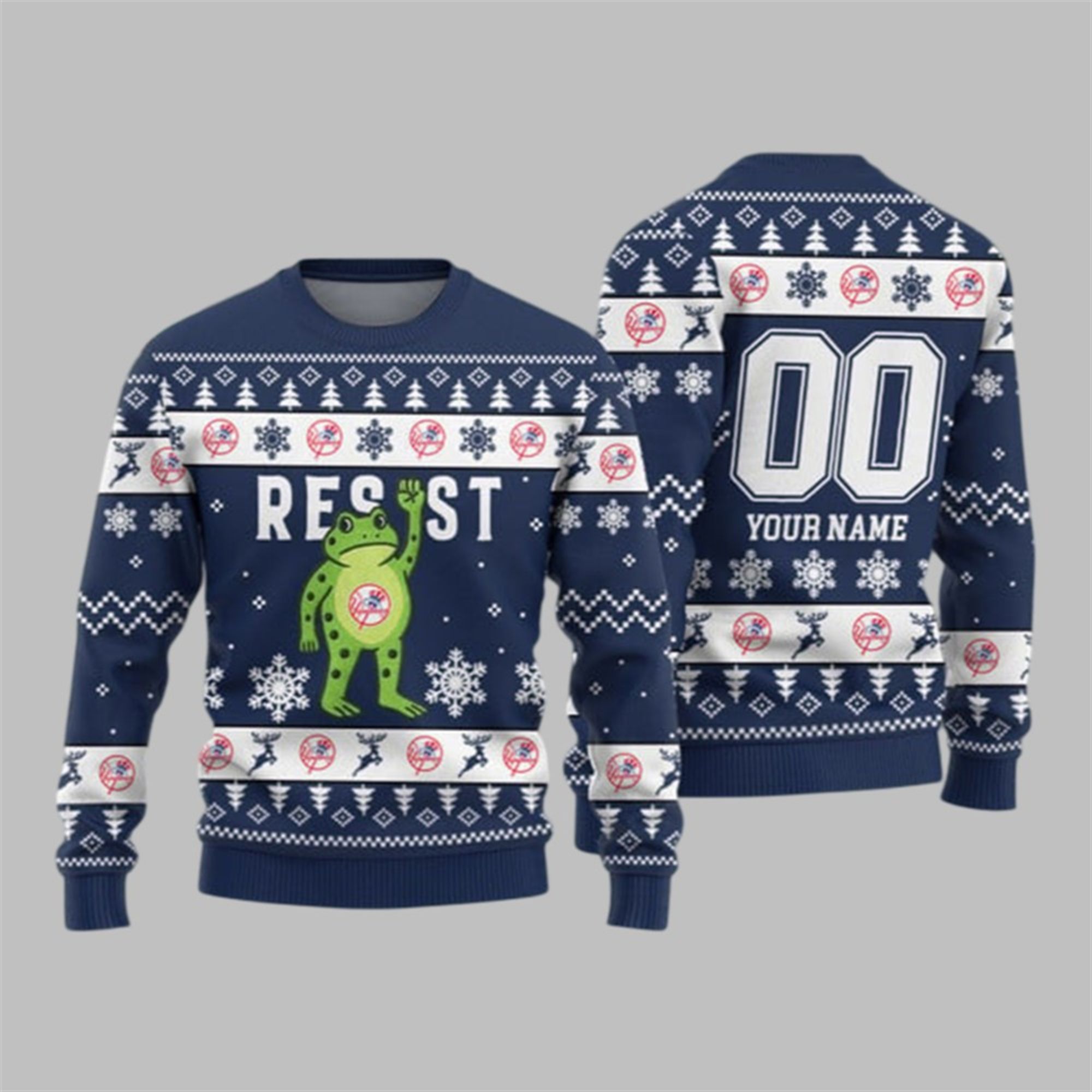 2026 Christmas NY Yankees Portland Frog Resist Ugly Sweater - Grishko.com