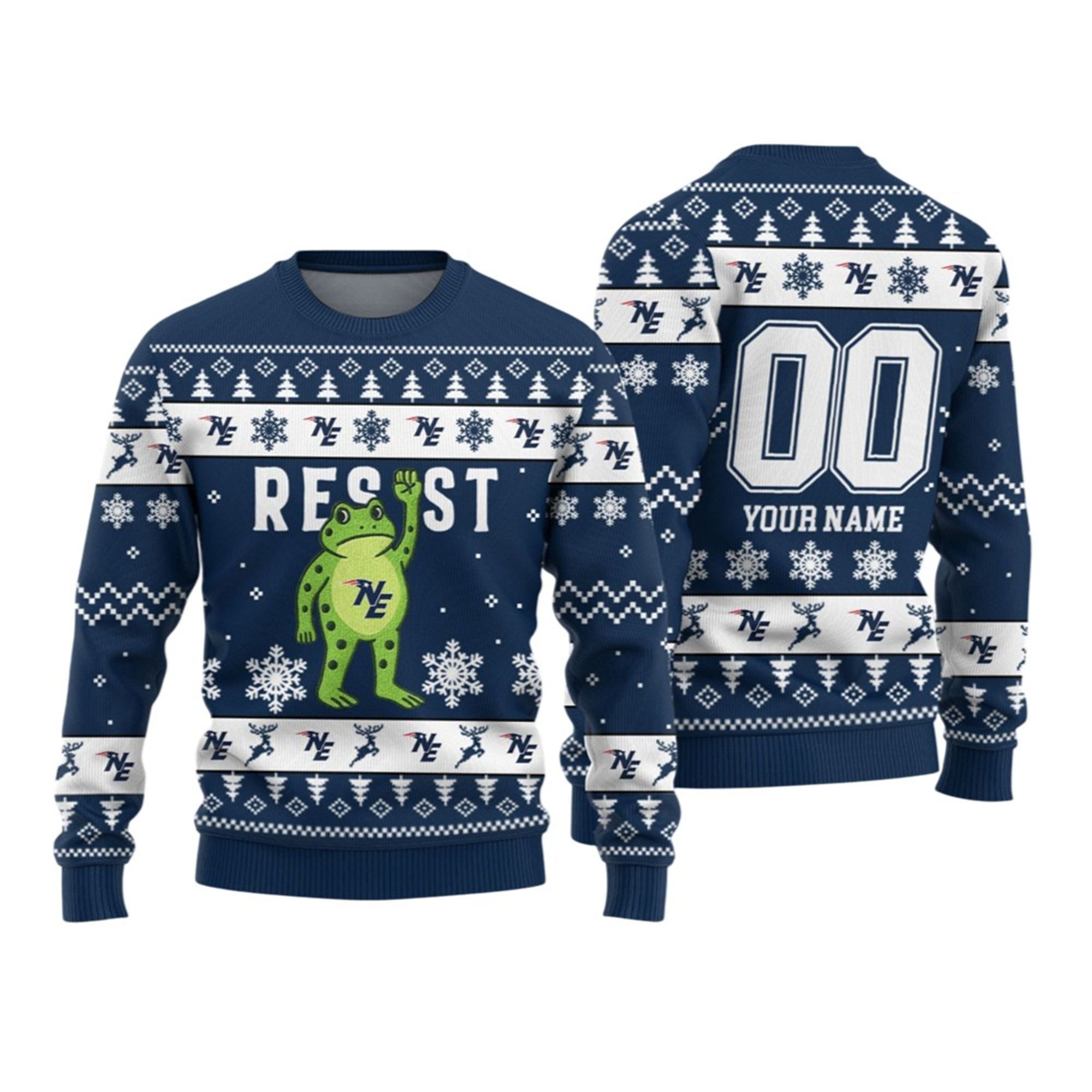 Alternative view of 2026 Christmas Patriots Portland Frog Resist Ugly Sweater - Grishko.com