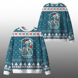 2026 Christmas Read Banned Books Drink Coffee Fight Evil Ugly Sweater - Grishko.com