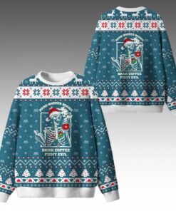 Alternative view of 2026 Christmas Read Banned Books Drink Coffee Fight Evil Ugly Sweater 