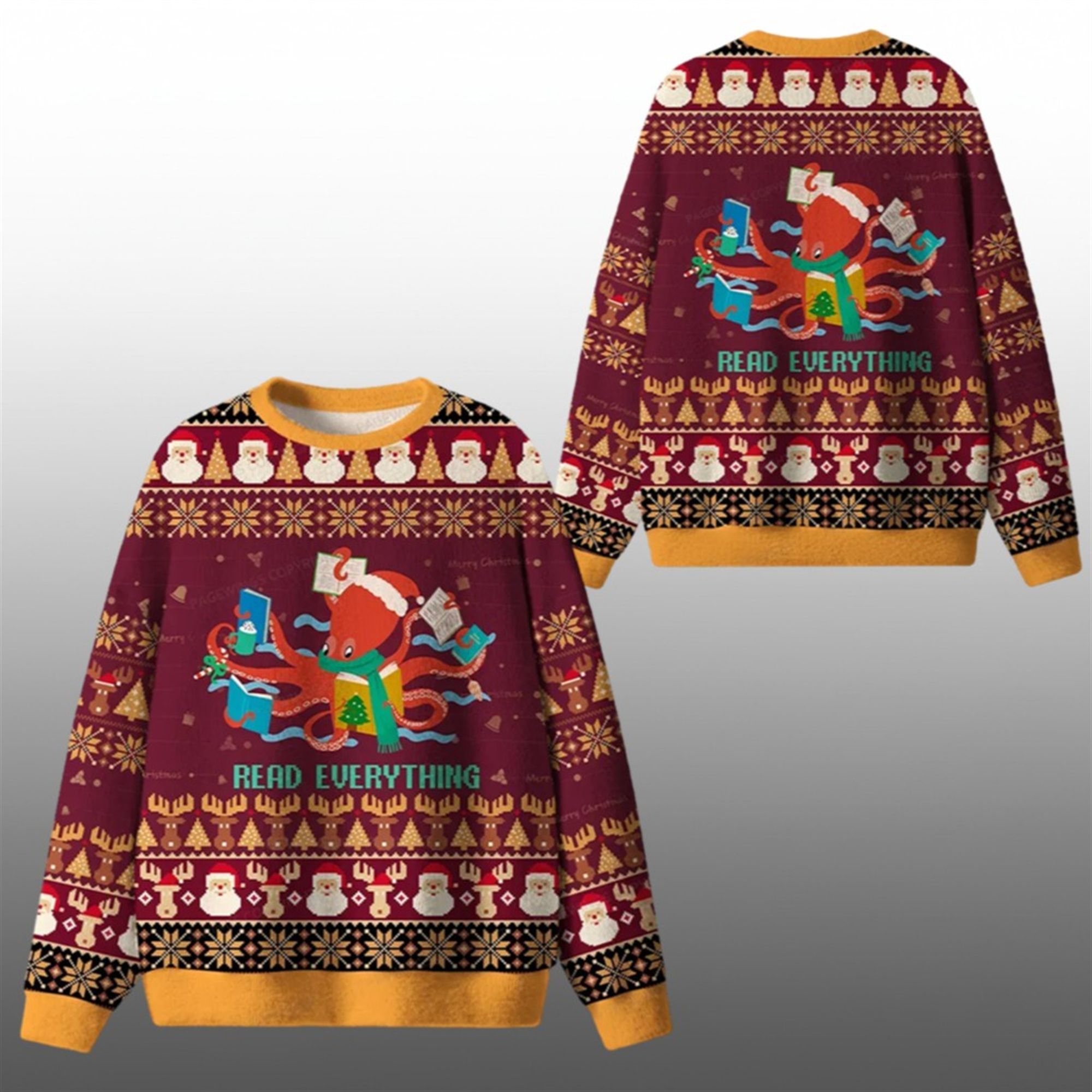 2026 Christmas Read Everything Ugly Sweater - Grishko.com