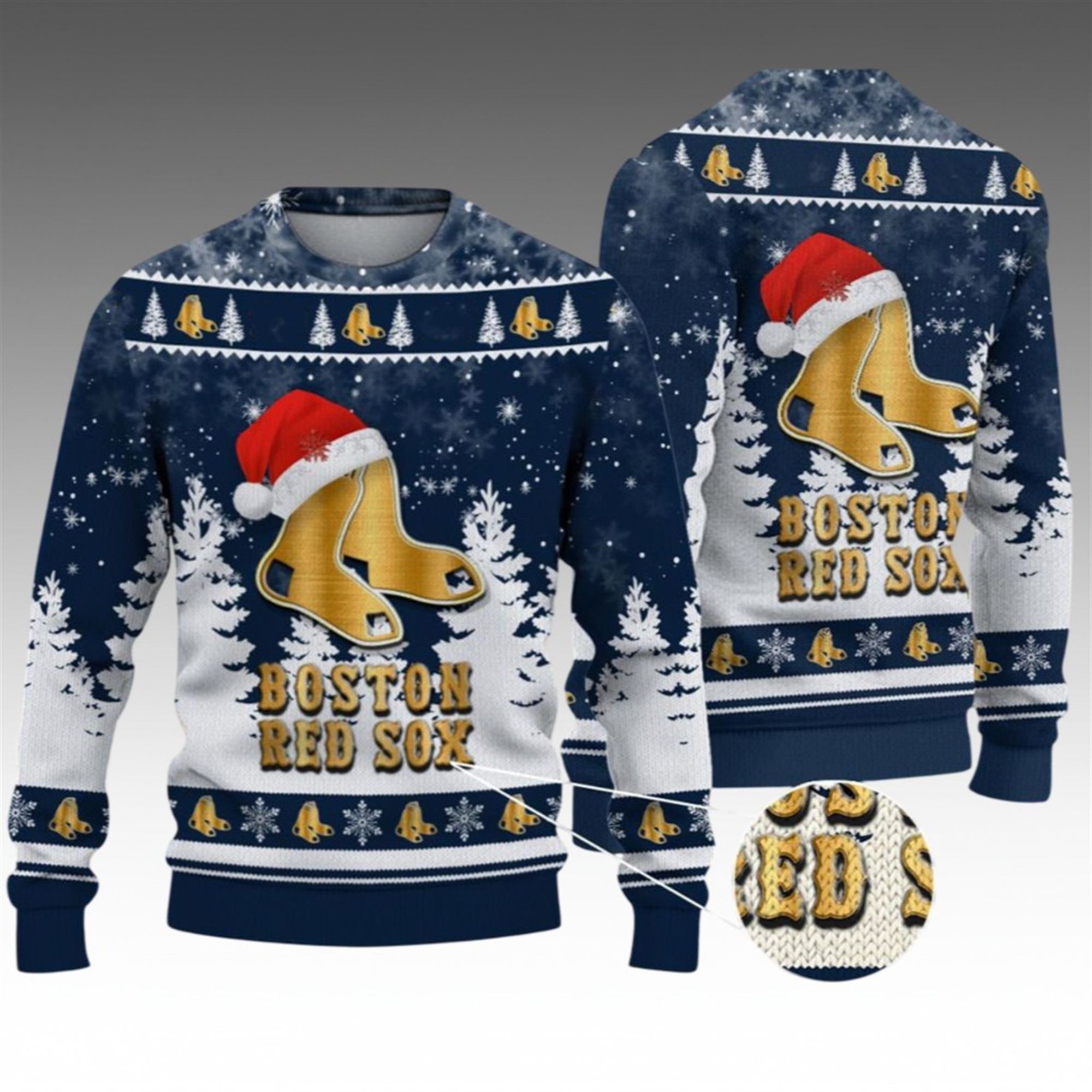 Alternative view of 2026 Christmas Red Sox Ugly Christmas Sweater - Grishko.com