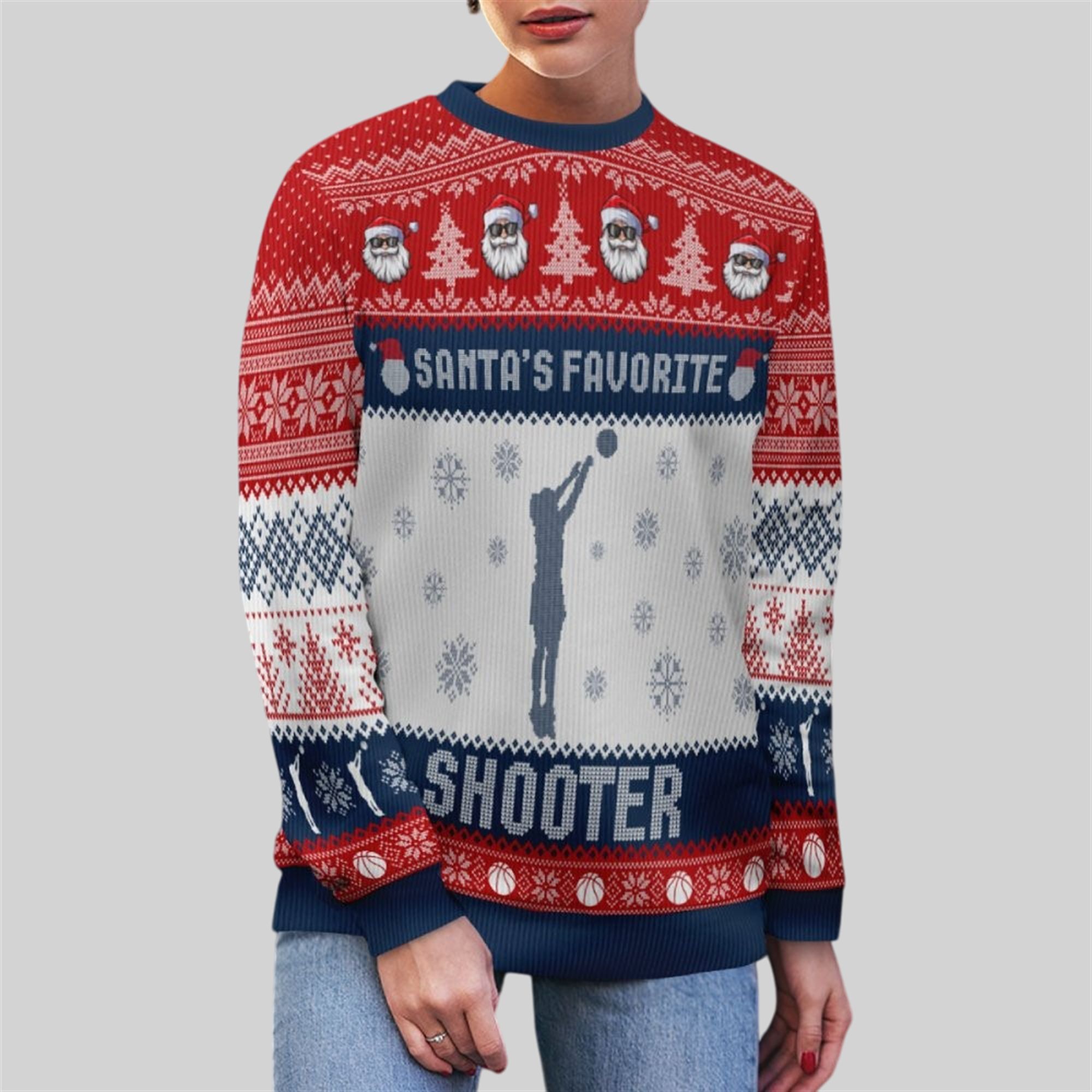 Alternative view of 2026 Christmas Santa's Favorite Shooter Ugly Sweater - Grishko.com