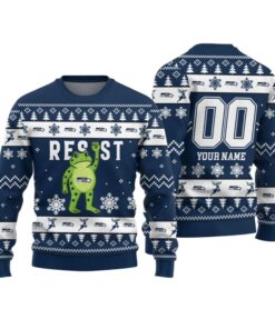Alternative view of 2026 Christmas Seahawks Portland Frog Resist Ugly Sweater 