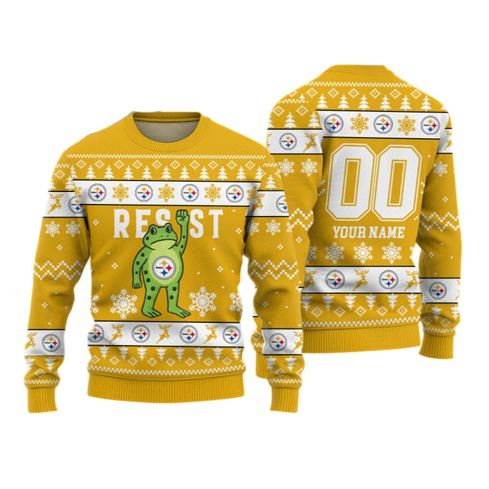 Alternative view of 2026 Christmas Steelers Portland Frog Resist Ugly Sweater - Grishko.com