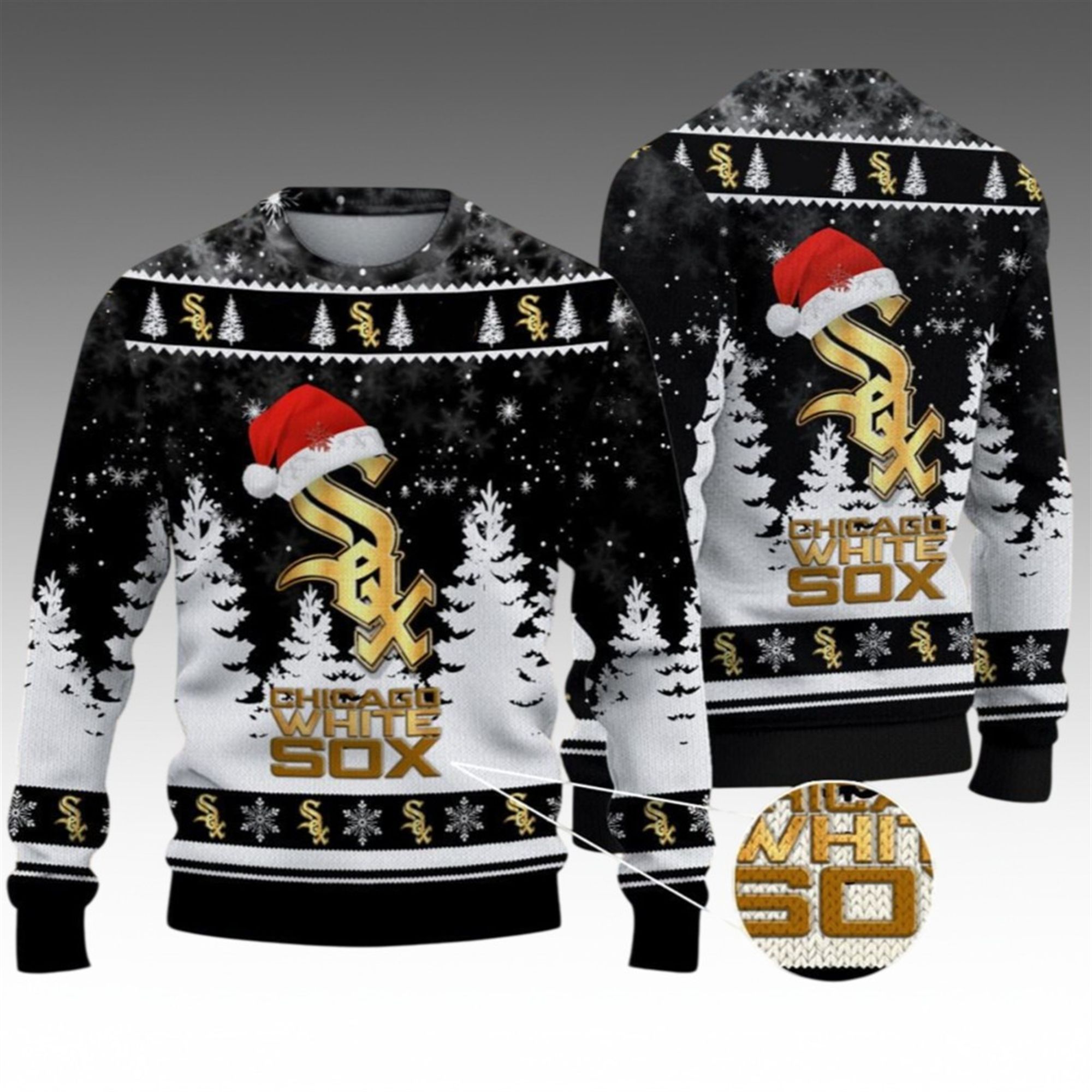 Alternative view of 2026 Christmas White Sox Ugly Christmas Sweater - Grishko.com
