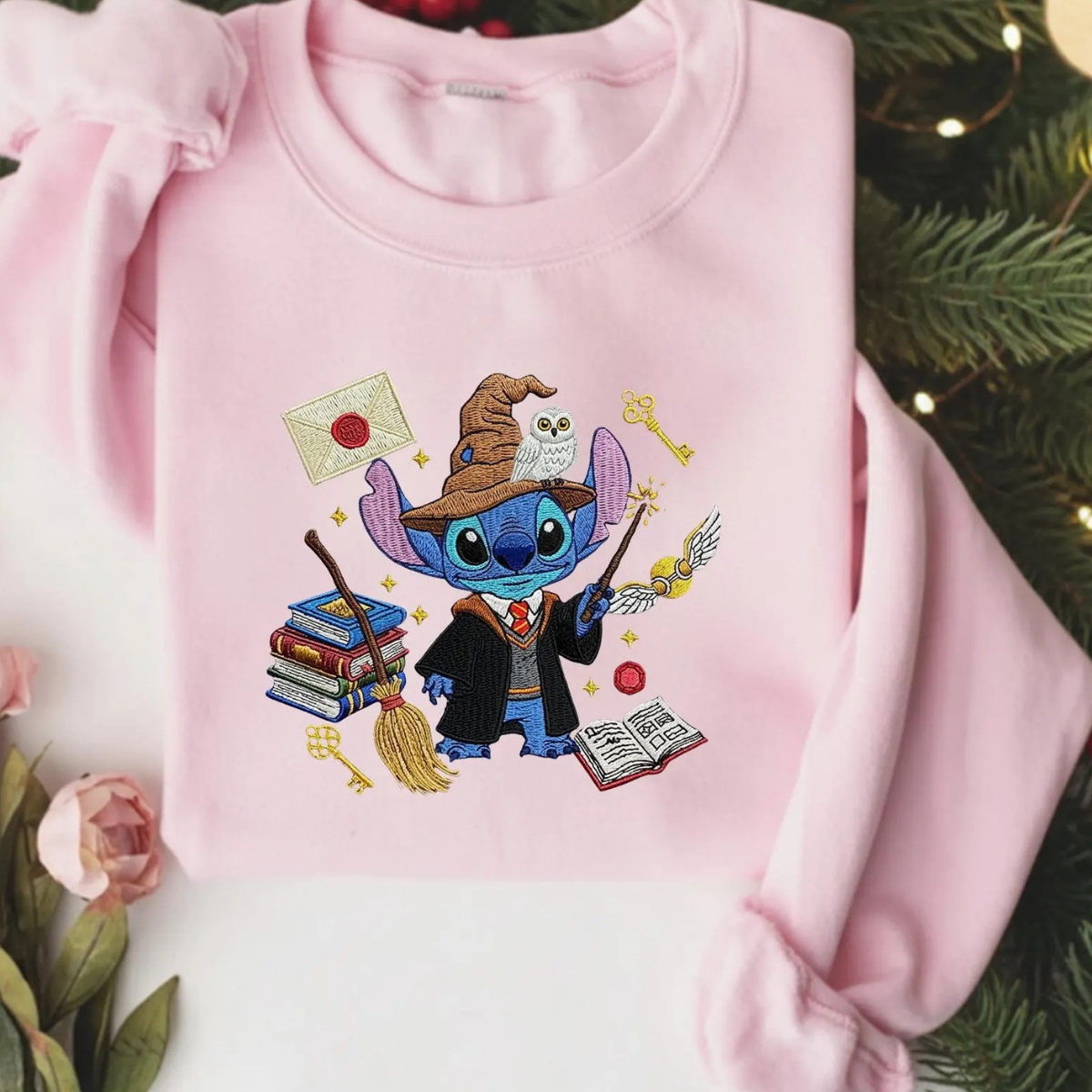 Embroidered Stitch Hogwarts Shirt, Disney Stitch Harry Potter Inspired Shirt, Embroidered Magic World Fan Gift - Image 4