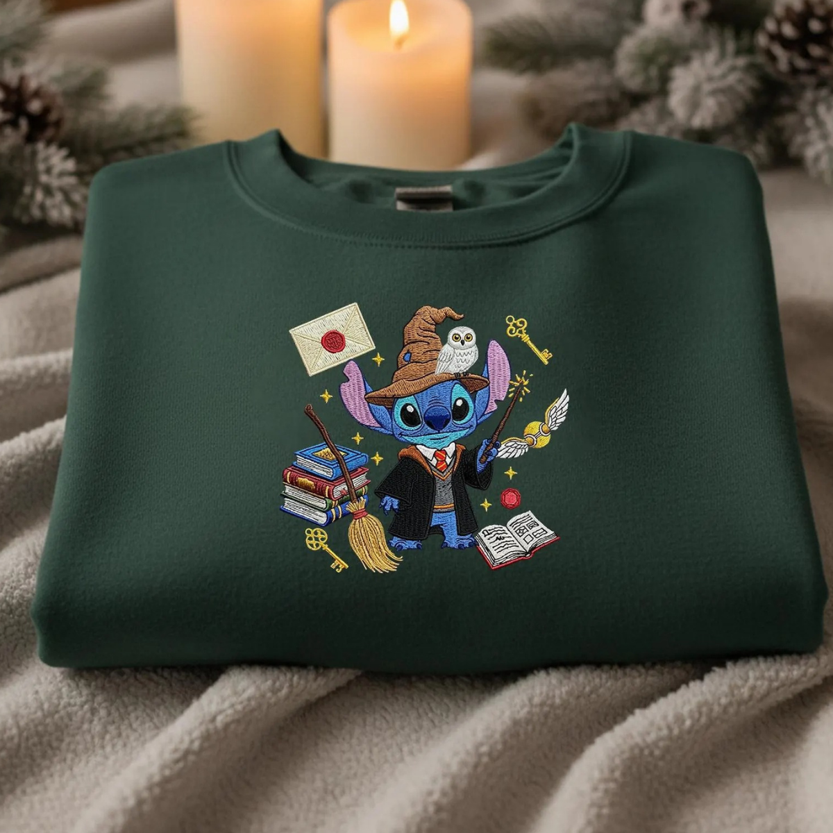 Embroidered Stitch Hogwarts Shirt, Disney Stitch Harry Potter Inspired Shirt, Embroidered Magic World Fan Gift - Image 5