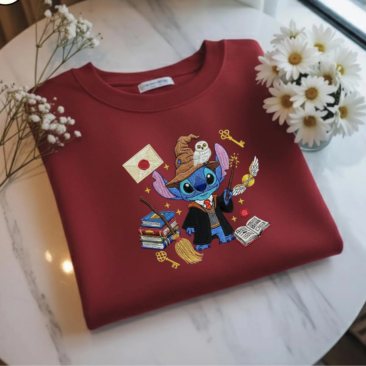 Embroidered Stitch Hogwarts Shirt, Disney Stitch Harry Potter Inspired Shirt, Embroidered Magic World Fan Gift - Image 6