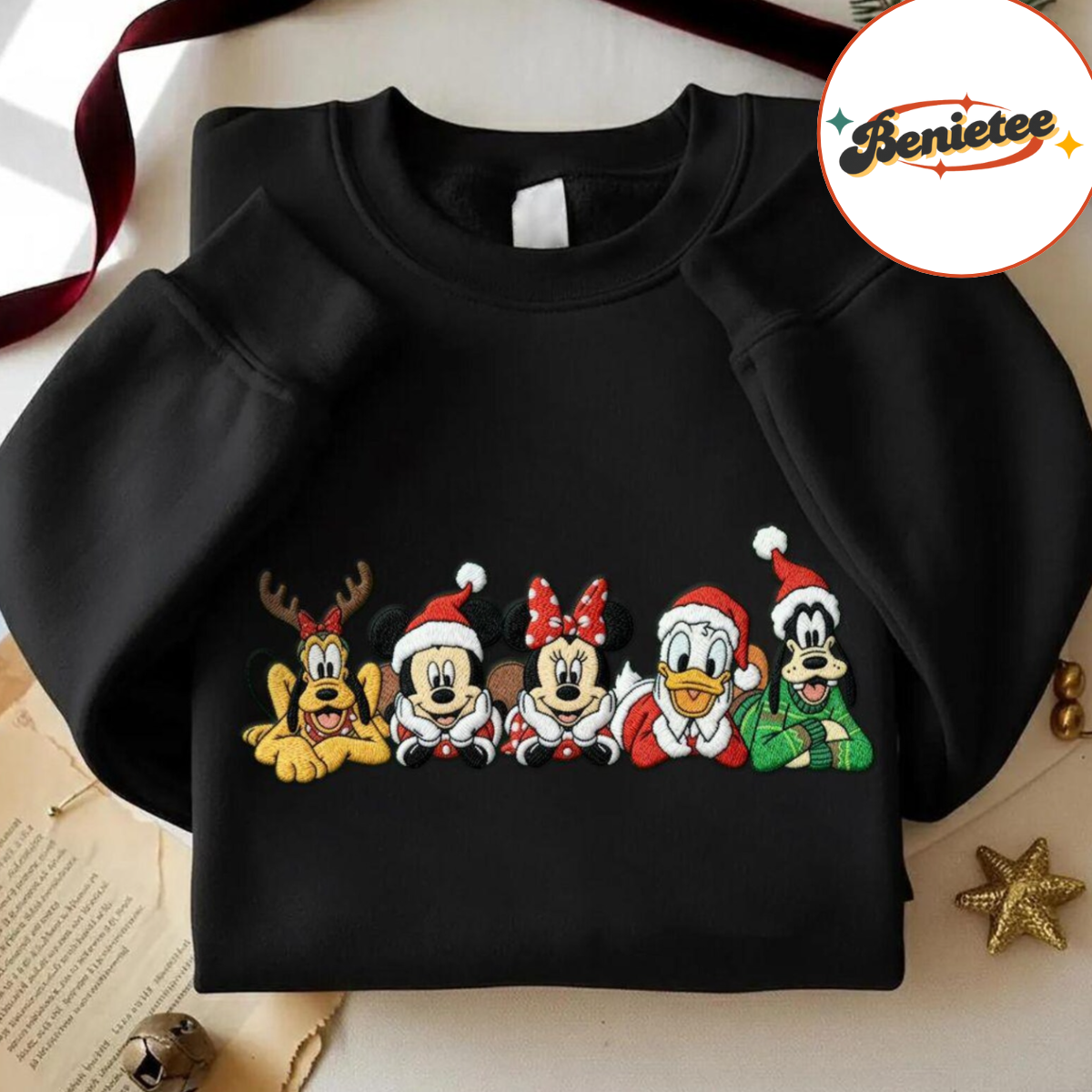 Embroidered Mickey And Friend Christmas Sweatshirt, Disney Christmas Embroidered Shirt, Mickey Minnie Donald Goofy Pluto Xmas, Disney Xmas - Image 6