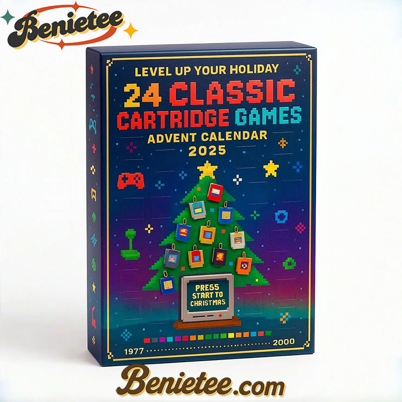 24 Classic Cartridge Game Advent Calendar 2025, Christmas Countdown Advent Calendar Gift Box with 24 Acrylic Ornaments