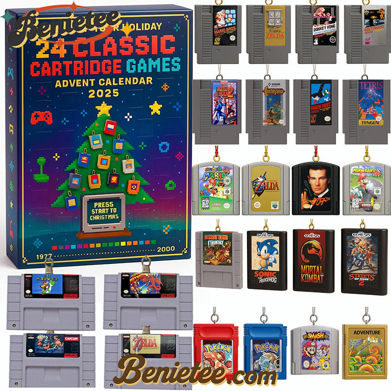 24 Classic Cartridge Game Advent Calendar 2025, Christmas Countdown Advent Calendar Gift Box with 24 Acrylic Ornaments - Image 2