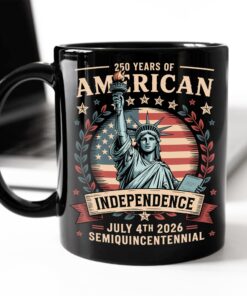 Alternative view of 250 Year Of American Independence Black Mug