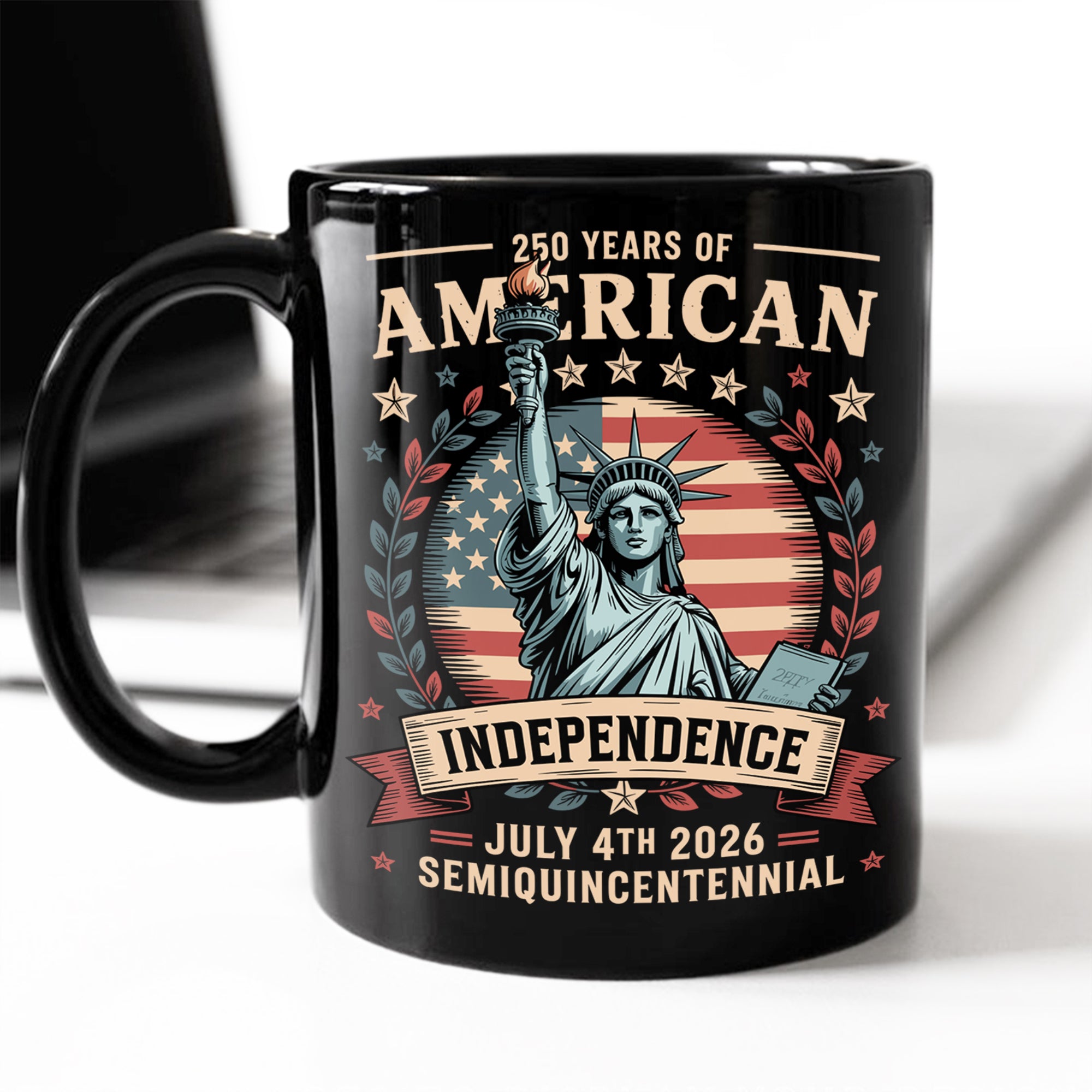 Alternative view of 250 Year Of American Independence Black Mug LM32 895295