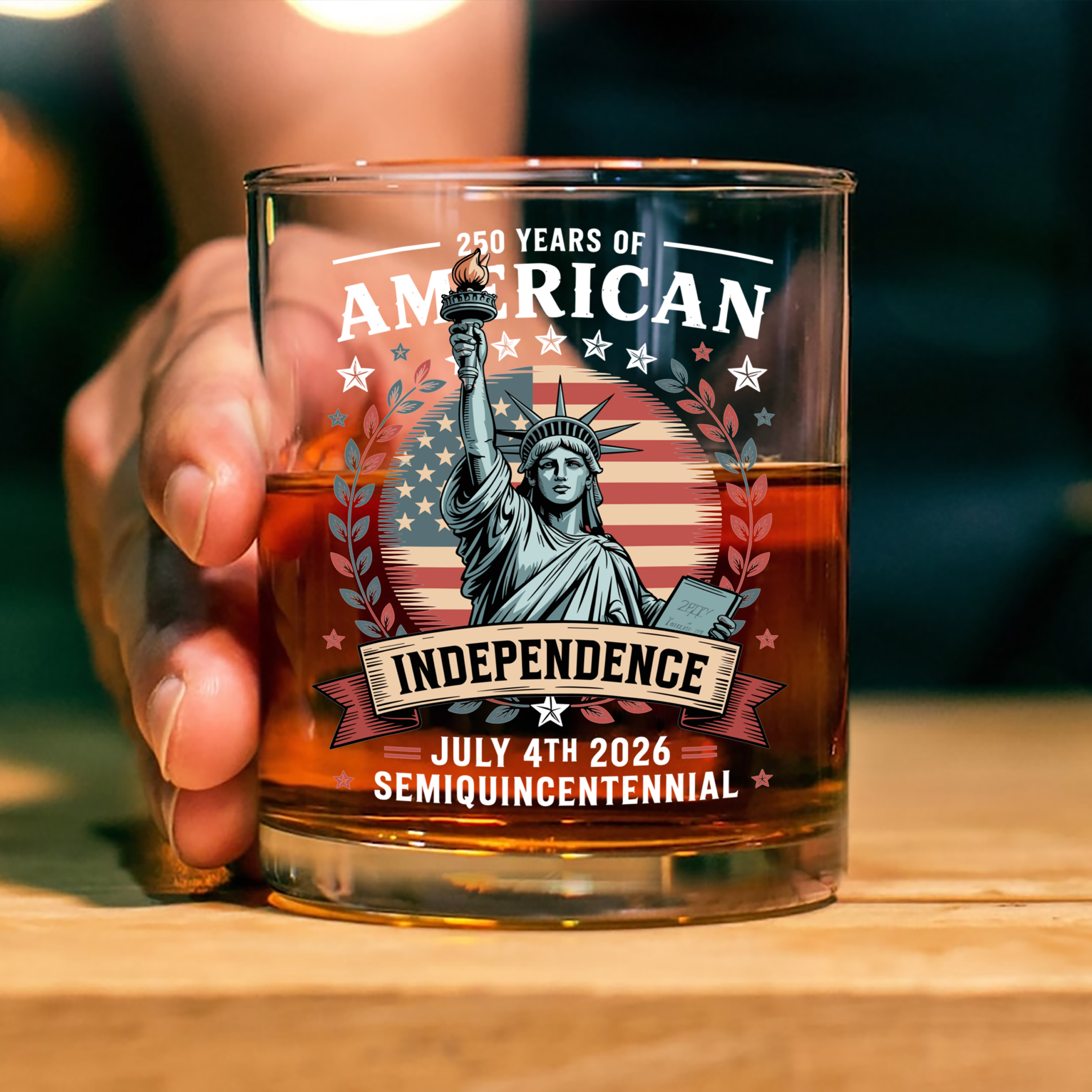 250 Year Of American Independence Patriotic Whiskey Glass - Image 3