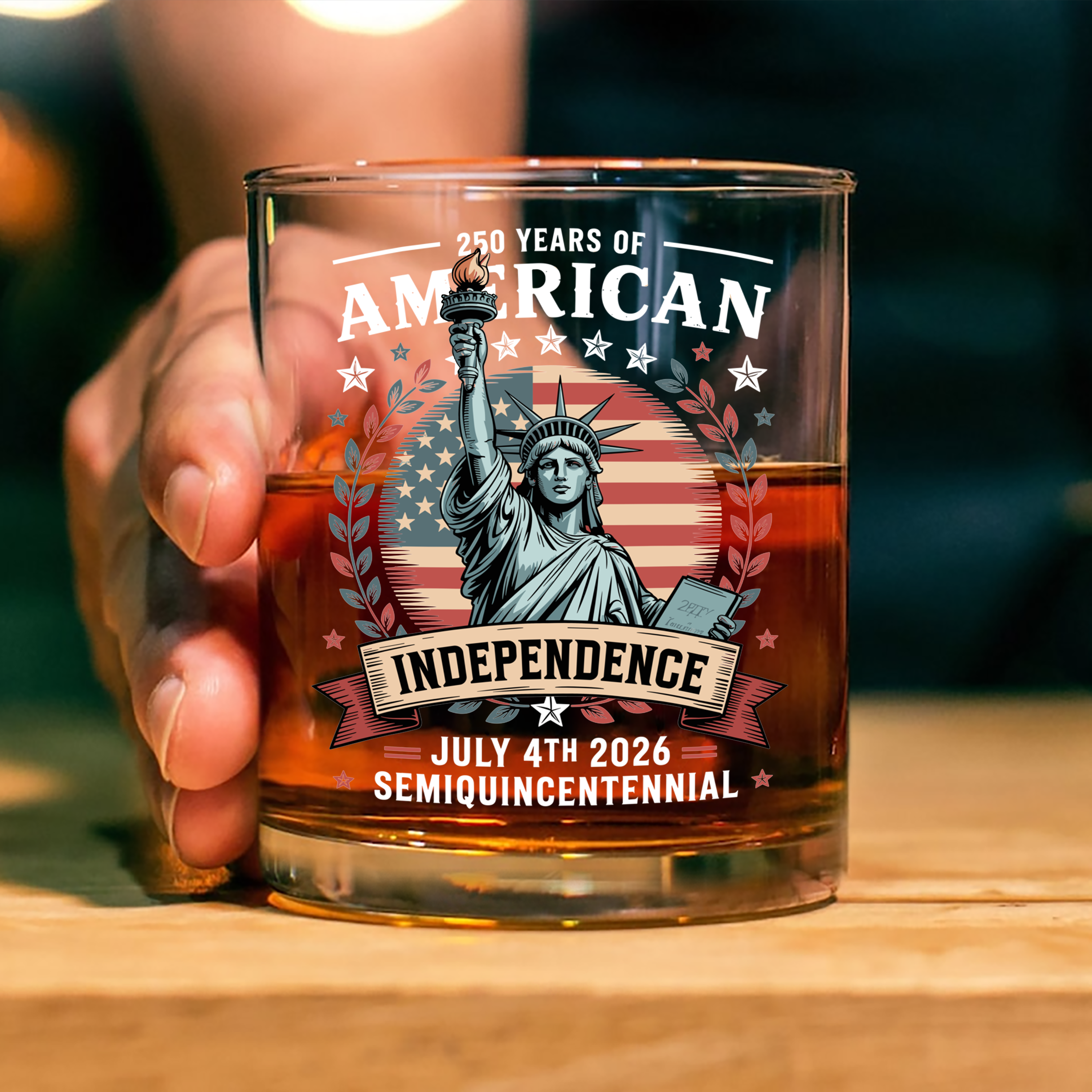 250 Year Of American Independence Patriotic Whiskey Glass LM32 895297 - Image 3