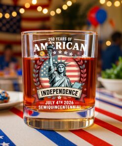 Alternative view of 250 Year Of American Independence Patriotic Whiskey Glass